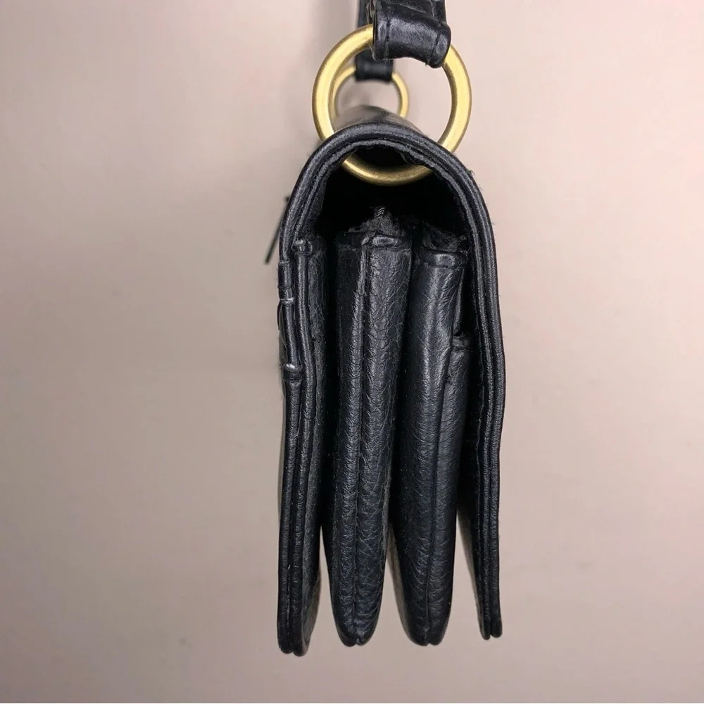 Rosetti Black Faux Leather Crossbody Purse Gold Hardware Travel Classic